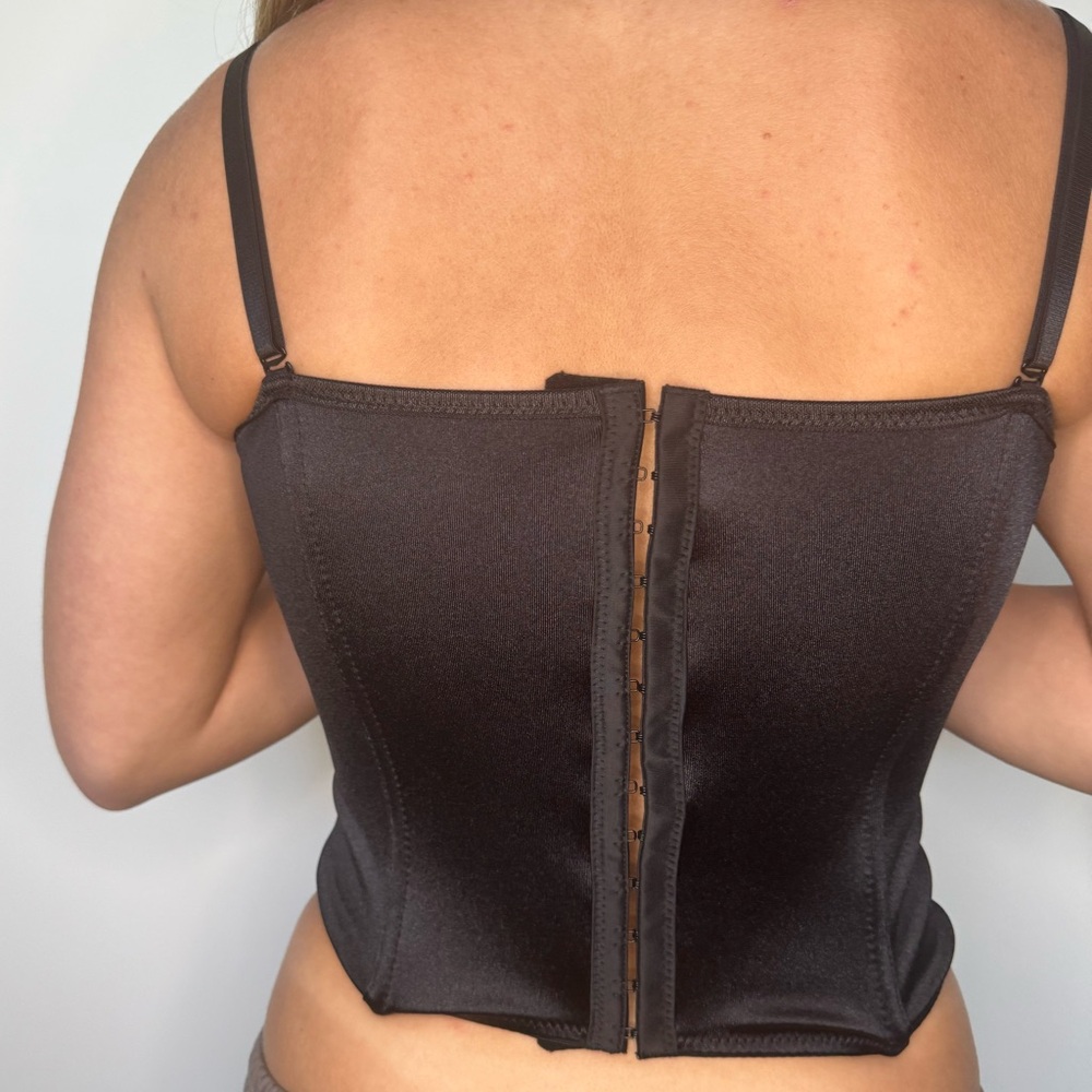 Black Lace-Up Corset Top with Removable Straps - Picture 5 of 7
